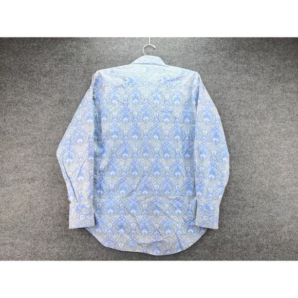Robert Graham Mens Button Up Dress Shirt Size M Blue Paisley Print Silk Trim - Picture 3 of 13